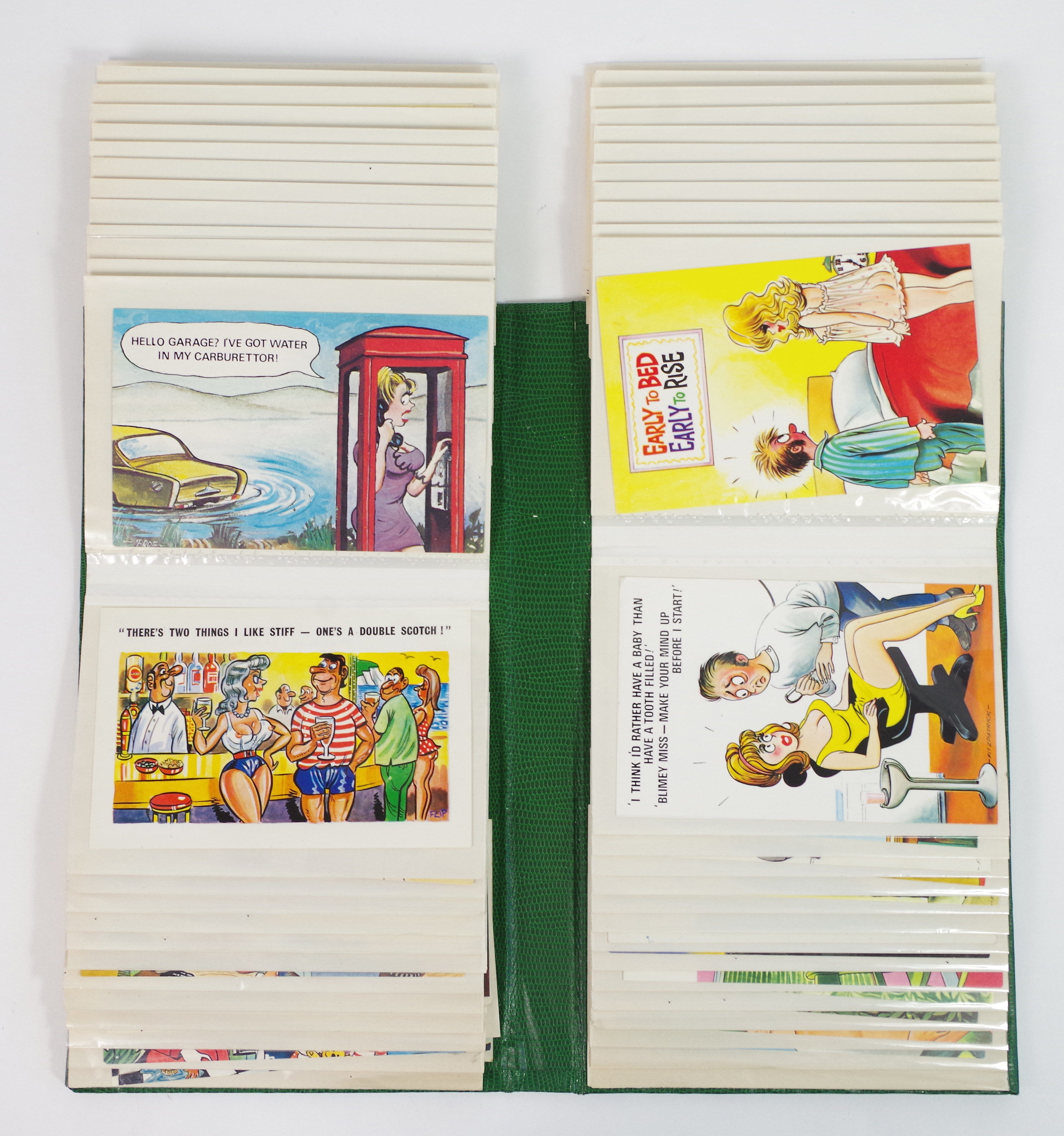 Comic range in green flip top album (approx 100 cards)