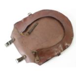 British WW1 Cavalry tin helmet carrier, a leather shaped holder, unusual survivor, GVF