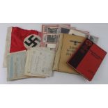 German WW2 propaganda books, photos, various German field post letters, German pennant.