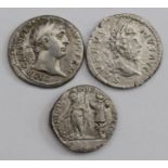 Trajan silver denarius reverse:- Victory advancing left, holding wreath and trophy, Sear 3147var.,