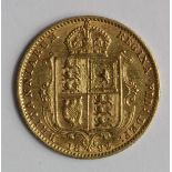 Half Sovereign 1892 no initials, low shield, S.3869D, nVF