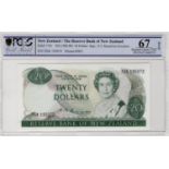 New Zealand 20 Dollars issued 1985 - 1989, signed S.T. Russell, serial TEK 195072, (TBB B120b,