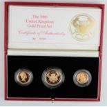 Thre coin set 1986 (Two Pounds, Sovereign & Half Sovereign) FDC boxed as issued