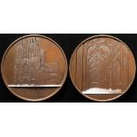 British Commemorative Medal, bronze d.59mm: York Cathedral c.1855 by J. Wiener, Eimer No. 1508, EF