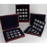 World Crown-size silver proofs (60) aFDC - FDC in hard plastic capsules and housed in three wooden