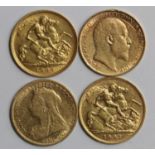 Half Sovereigns (4): 1900 VG, 1903 GF scratched, 1906 VF light scratch, and 1907 nVF