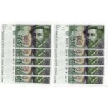 Spain 1000 Pesetas (10) dated 12th October 1992, some consecutive numbers seen, (Pick163), a few