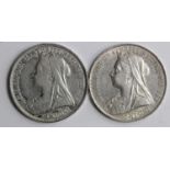 Crowns (2): 1897 LXI cleaned F/GF, and 1899 LXII, GVF