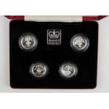 One Pound Silver proof four coin set 1984 - 1987 aFDC -FDC boxed as issued