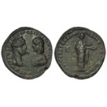 Elagabalus and Julia Maesa, bronze 5 assaria of Marcianopolis, Moesia Inferior, obverse:- Busts of