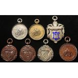 Motorcycle Club Prize Fobs (6) 1921-1923, 4 in bronze, 2 in silver, plus a 1902-3 Redhill Football