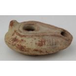 Roman Judean ca.500 AD terracotta oil lamp, 100mm