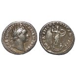 Domitian silver denarius, Rome Mint 95 A.D., reverse:- Minerva to right, holding javelin and round