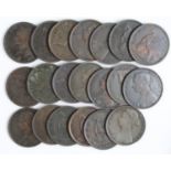 GB Pennies (20) Queen Victoria bun head bronze, mixed grade from circulation.