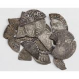 Mostly British hammered silver, cut halfpennies and farthings plus 4 x chipped, one of the large cut