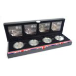 Five Pounds silver proof piedfort four coin set "Countdown to London" aFDC boxed as issued