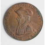 Token, 18thC : Emsworth, Earl Howe & The Glorious First of June / 'Rule Britannia' Halfpenny