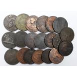 Tokens, 18thC (20) assortment of copper Halfpennies, Fair to Fine.