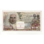 St. Pierre et Miquelon 2 Nouveaux Francs overprint on 100 Francs issued 1963, serial A.81 14317, (