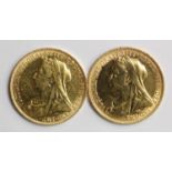 Sovereigns (2) Victorian veiled head: 1893 polished ex-mount Fine, and 1898 cleaned nVF