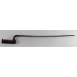 Bayonet: A Brown bess Socket bayonet circa 1802-1839. Square shoulders, three motions slot socket,
