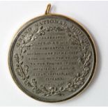 George III Jubilee 1809 white metal medal with gilt surround & top loop for suspension