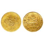 Egypt, Ottoman gold 5 Qirsh AH1293//15 (1889) KM# A299 with wreath reverse, EF