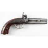19th century continental Belgium made double barrel under and over pistol in superb condition.