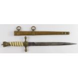 German Nazi Naval Dagger with scabbard. Blade maker marked 'Original Eickhorn Solingen'. The hand