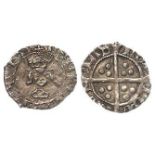 Henry VII silver halfpenny of London, Class IIIa, crown with single arch, ornate lettering, no mm.