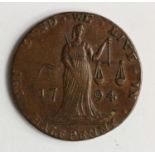 Token, 18thC : Ireland, Dublin, Harolds Cross Button Factory Halfpenny 1794, edge slightly
