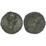 Nerva 96-98 A.D., copper as, Rome Mint January - September 97 A.D., onberse:- Laureate head right,