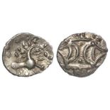 Ancient British, Celtic silver unit of the Iceni, Early Uninscribed Issue, ECEN Type, Crescents back