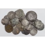 Small parcel of mostly English silver hammered pieces and a silver twopence of Charles II, 1684, one