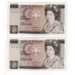 ERROR Somerset 10 Pounds (2) Error Notes issued 1984, a very scarce consecutively numbered pair with