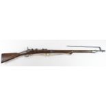 1867 pattern Albini -Braendlin 11 mm military rifle dated 1868 complete with bayonet, obsolete cal