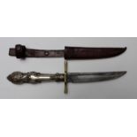 German Hunting dagger Solingen maker marked blade, in original scabbard, this with possible repair