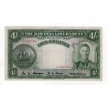 Bahamas Government 4 Shillings issued Law 1936 (1941), King George VI portrait, serial A/4