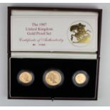 Thre coin set 1987 (Two Pounds, Sovereign & Half Sovereign) FDC boxed as issued