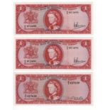 Trinidad & Tobago (3) dated 1964, 1 Dollar signed A.N. Mcleod, (TBB B201c, Pick26b), light centre