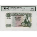 Mauritius 25 Rupees issued 1967, rarer first signature variety first prefix issue, A/1 784866, (