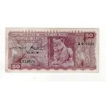 Rwanda & Burundi 50 Francs dated 15th September 1960, Lioness at centre, serial A921624, (TBB B104a,