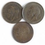 GB Pennies (3) 1912H, VF