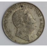 German State Baden silver 1/2 Gulden 1845 nEF with a patch of corrosion.