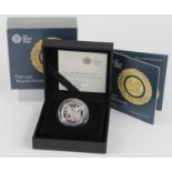 Royal Mint : 'The Last Round Pound' Silver Proof Piedfort £1 Coin 2016 FDC cased with cert and box.