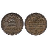 Token, 19thC : Walsall, Scholey Alliance Coffee House 'unofficial farthing' featuring beehive, GVF