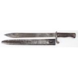 German WW1 98-05 butchers bayonet 1st pattern dated 1915 in its steel scabbard.