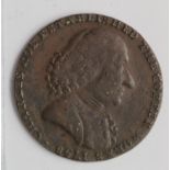 Token, 18thC : Contemporary Forgery Charles Roe Copper Works Halfpenny 1792, GF on a small thin