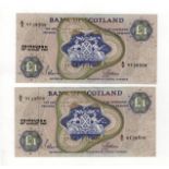 Scotland (2), Bank of Scotland 1 Pound dated 18th August 1969, a pair of consecutively numbered