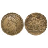British Commemorative Medalet, brass d.24mm: Queen Anne, The Battle of Vigo Bay 1703, Betts No.